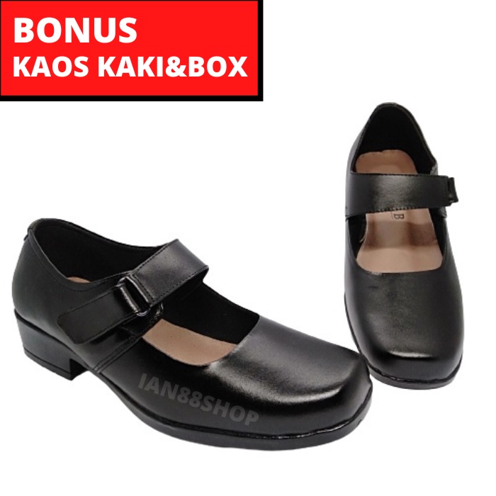 SEPATU PANTOPEL WANITA KULIT ASLI WARNA HITAM  SEPATU PASKIBRA SEPATU KERJA KANTOR SEPATU DINAS SEPA