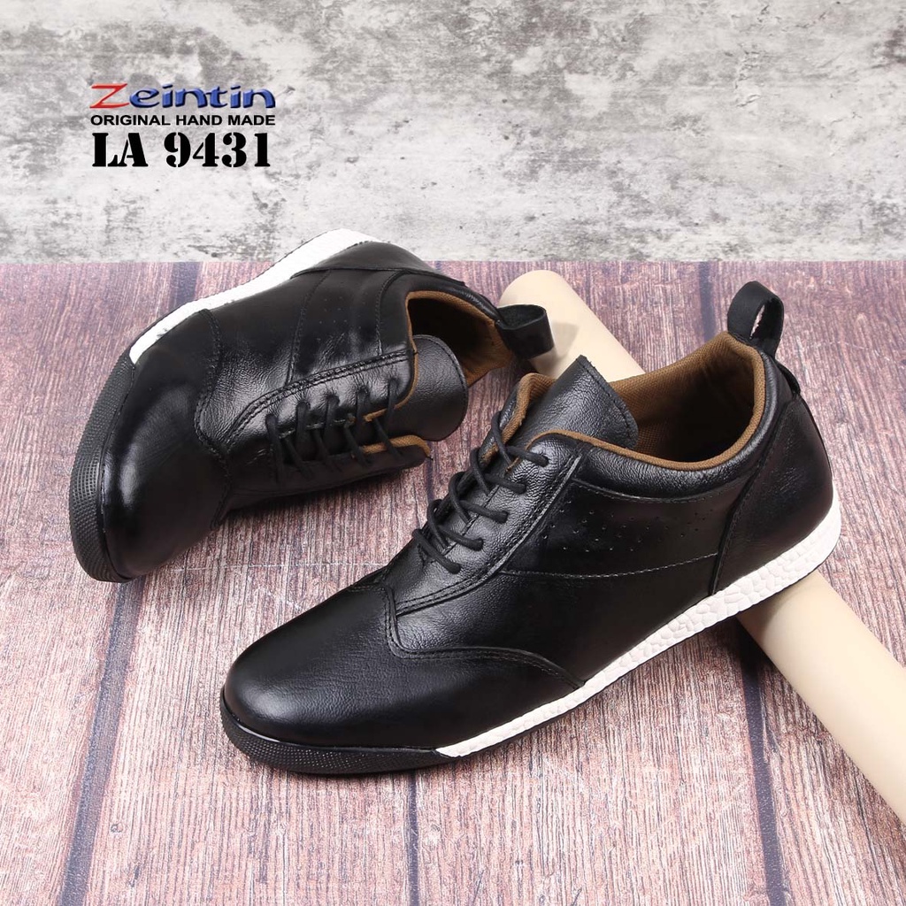 Zeintin - Sepatu Sneakers Pria Full Kulit Sapi Asli Sepatu Sport Pria Bahan Kulit Sepatu Kets Kasual Kerja Sepatu Santai Zeintin Original LA