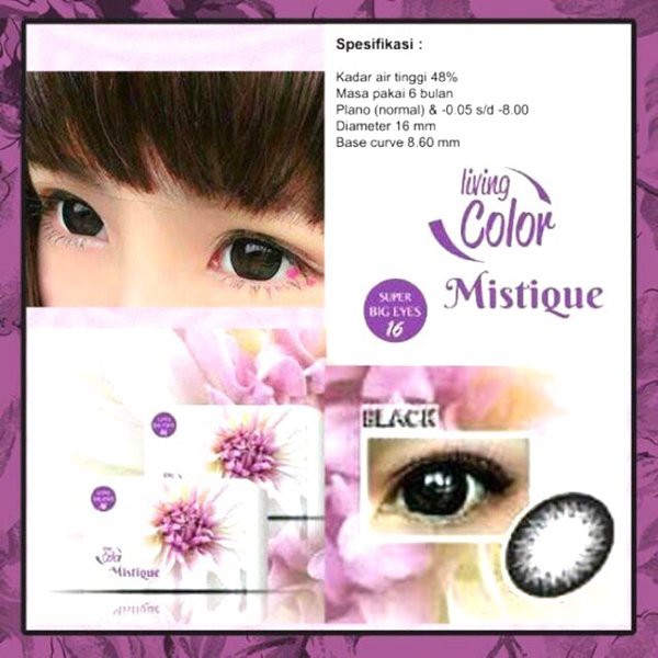 GREY Mistique Softlens Living Color + FREE Lenscase - Warna Grey Gray (Abu-Abu)