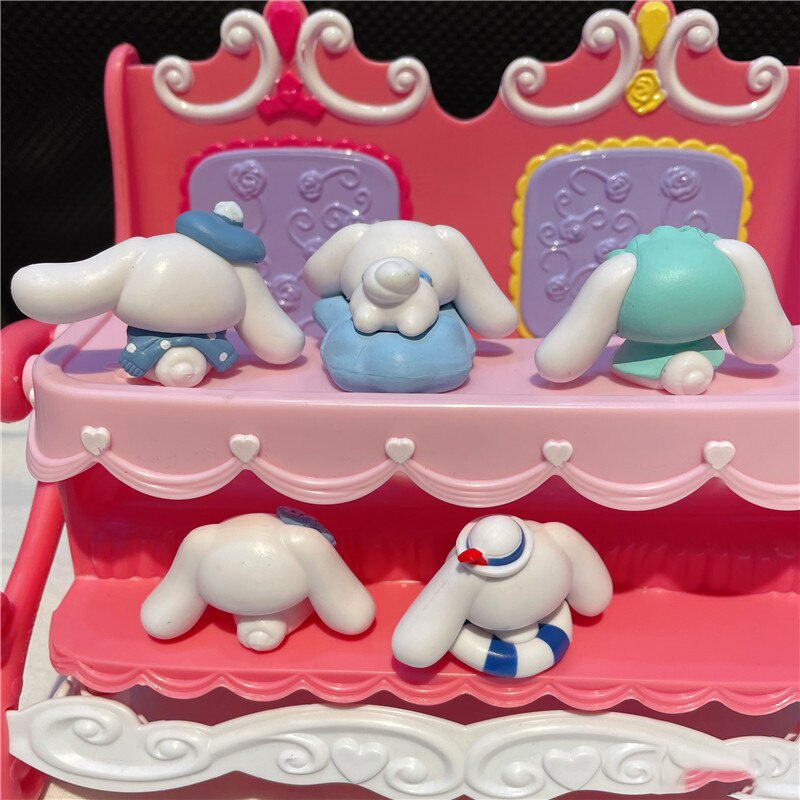 5pcs/Set Kawai Sanrio Anime Figure Toy Cinnamoroll Daily Swimming Ring Big-eared Dog Doll DIY Birthday Cake Decoration Ornaments