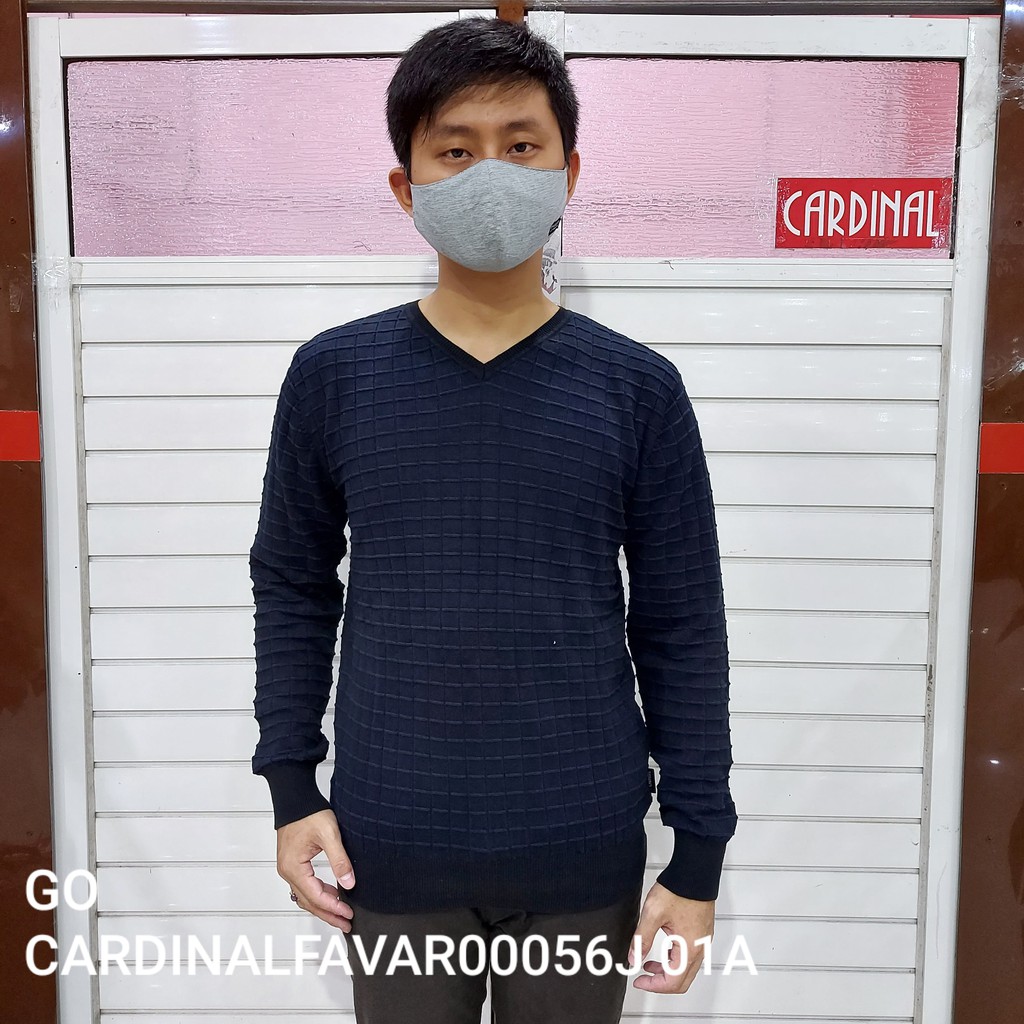 gof CARDINAL SWEATER Pakaian Pria Outwear Cardigan Hoodie Jaket Casual Salur Garis Lengan Panjang