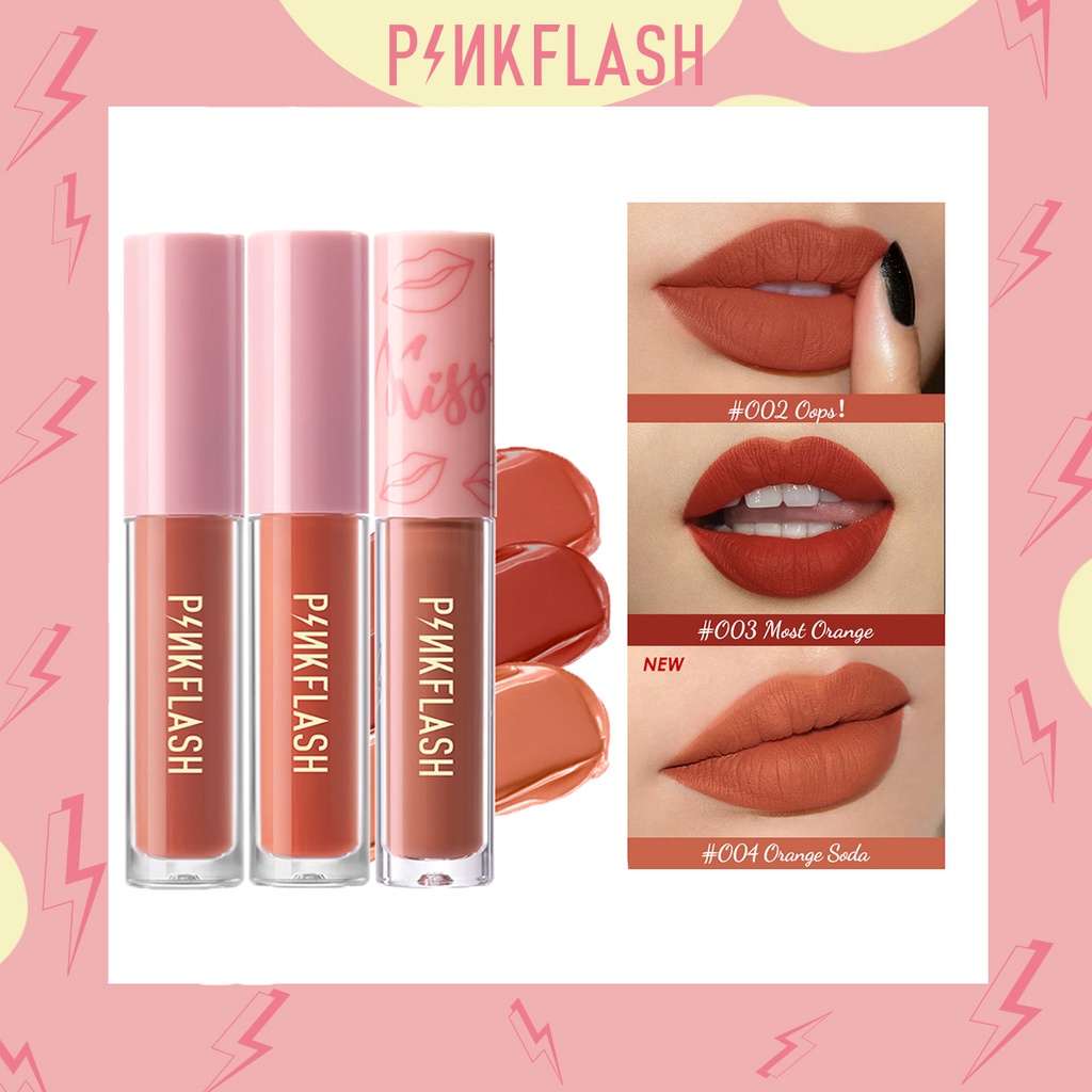 PINKFLASH 3pcs Matte Lipstik Lembut Tahan Lama Pigmentasi Tinggi Pelembab O Series