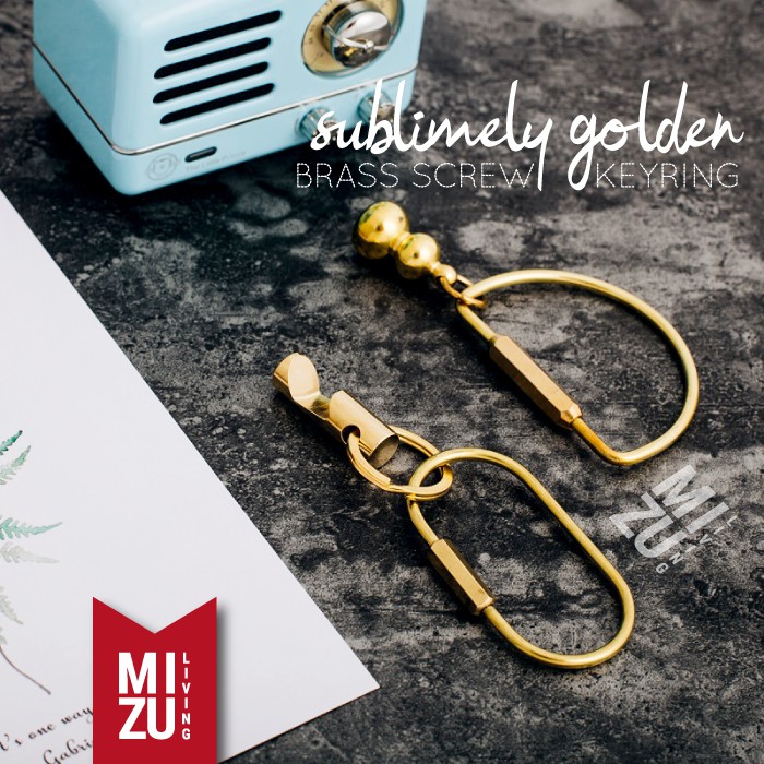 SUBLIMELY GOLDEN BRASS KEYRING Gantungan Kunci Emas Keys Organizer Keychain Screw Lock-1