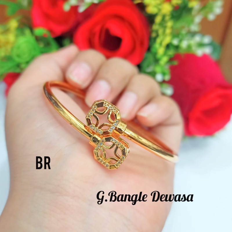 GELANG BANGLE TITANIUM DEWASA BERBAGAI MOTIF DAN MODEL MENARIK PERMATA ZIRCON KUALITAS TERBAIK | COD