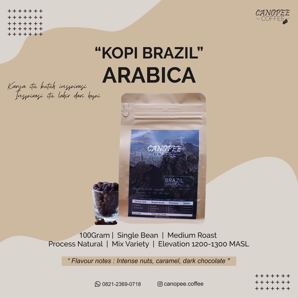 

Kopi "Arabika Brazil" Single bean 100gr - Natural proccess