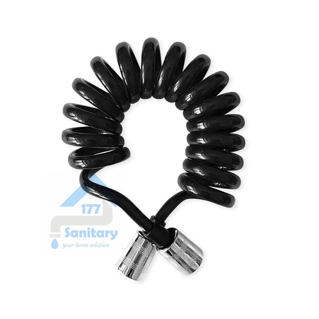 Selang shower Model telepon 150 cm HITAM- fleksibel kloset telephone spiral hose shower mandi 1,5meter flexible hose black