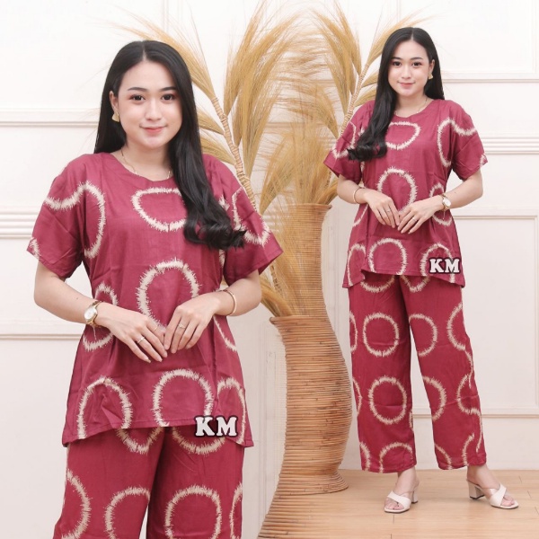 Piyama Wanita Setelan Celana One Set Rayon Baju Tidur Wanita Baju Batik Pekalongan Celana Setelan