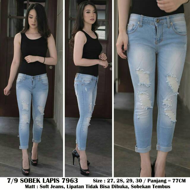 Celana Jeans 7per9 Sobek Lapis