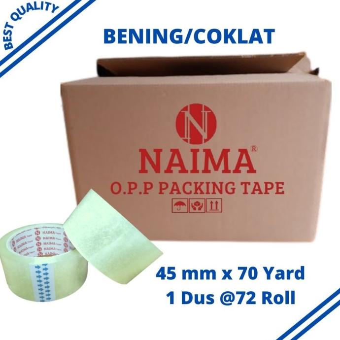 

LAKBAN BENING NAIMA 2 INCH 45mm x 70 YARD TRANS MURAH [1 Dus- 72 ROLL]
