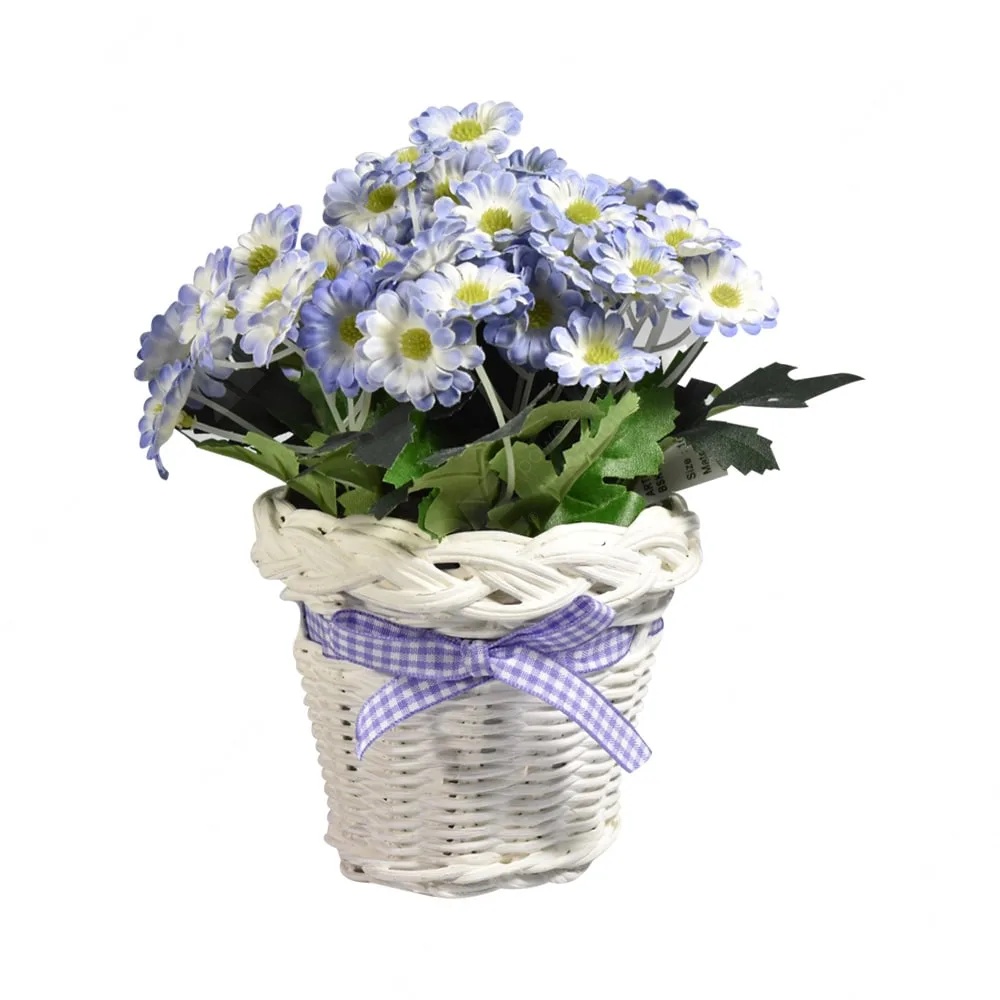 ACE Arthome 17 Cm Bunga Artifisial Daisy Keranjang Rotan - Biru SKU 10182029