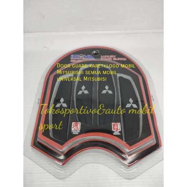 Pelindung pintu mobil Door Guard karet hitam model luxury Mitsubisi logo semua mobil universal hitam