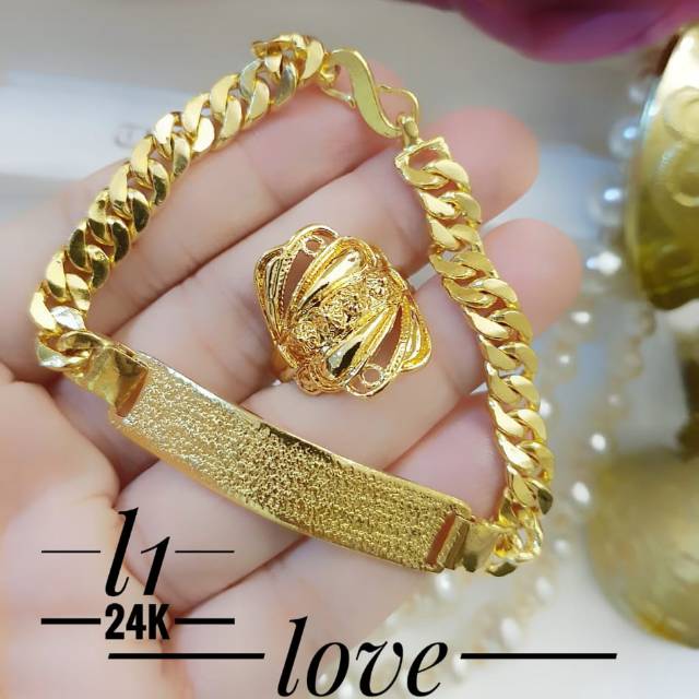 Xuping gelang dan cincin lapis emas 24k 2002i