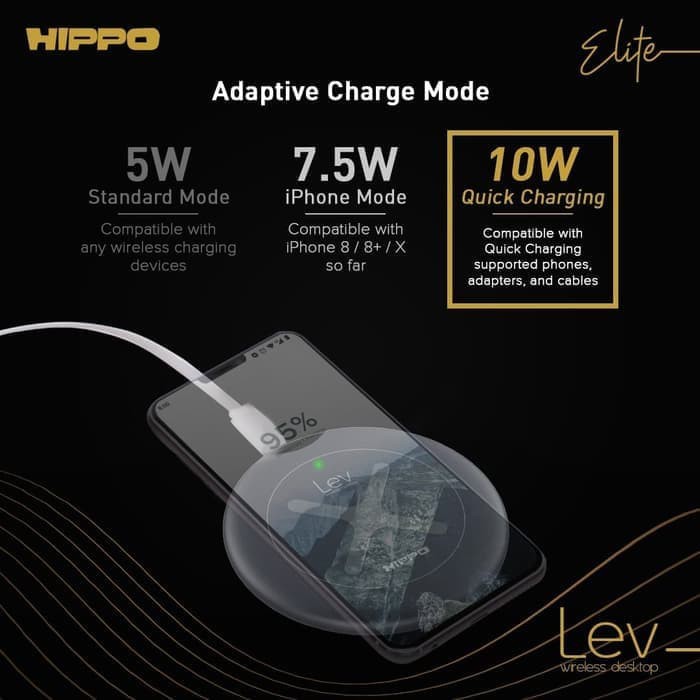 Hippo Elite LEV Desktop Wireless Charger Fast Charging 10 W