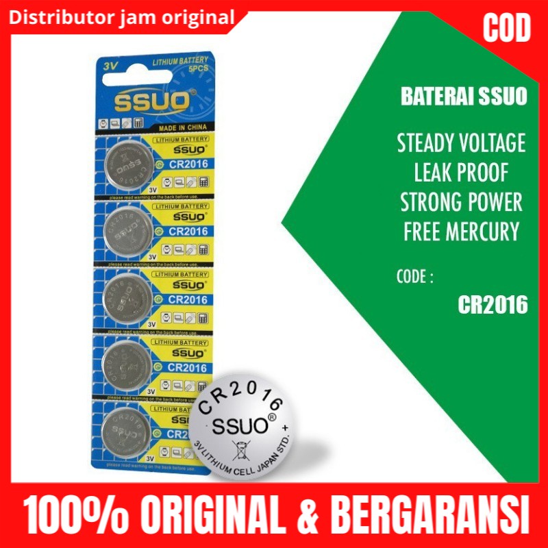 Baterai Jam Tangan Original Tahan Lama Tipe Ssuo Cr2016