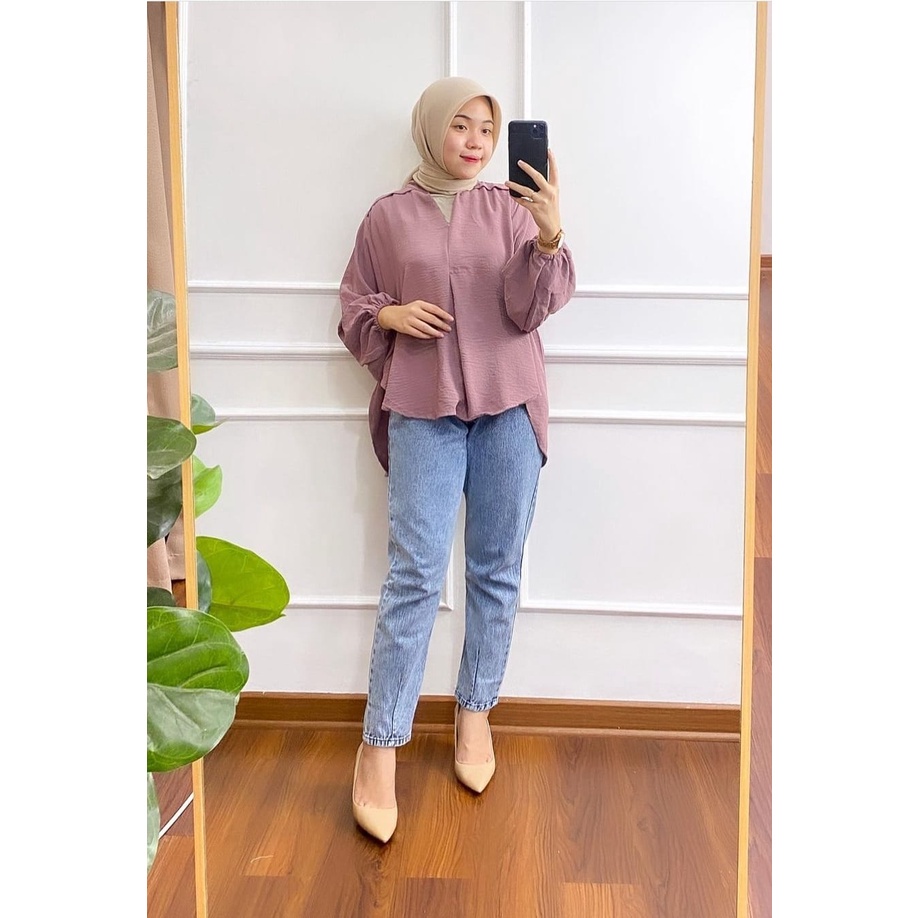 BLOUSE CRINKLE / VERZANA BLOUSE / KEMEJA BLOUSE OVERSIZE CRINKLE AIR FLOW PREMIUM
