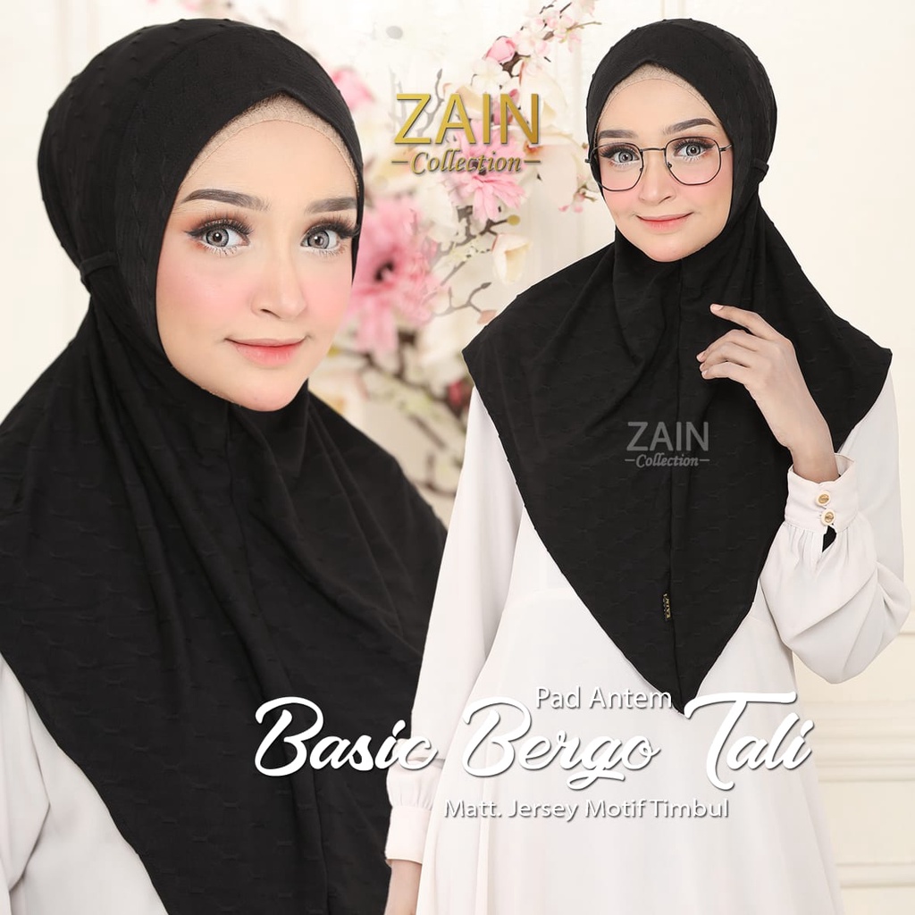 Jilbab Instan Bergo Basic Tali Ori Zain Collection-HITAM