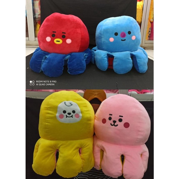 Boneka bantal Gurita berkarakter BTS super BIG JUMBO Giant ber Muka Dua
