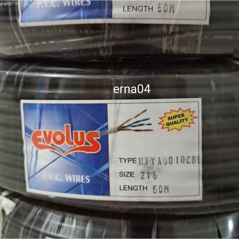 KABEL Listrik/Audio Serabut HYO 2X1.5 (50m) Evolus Hitam