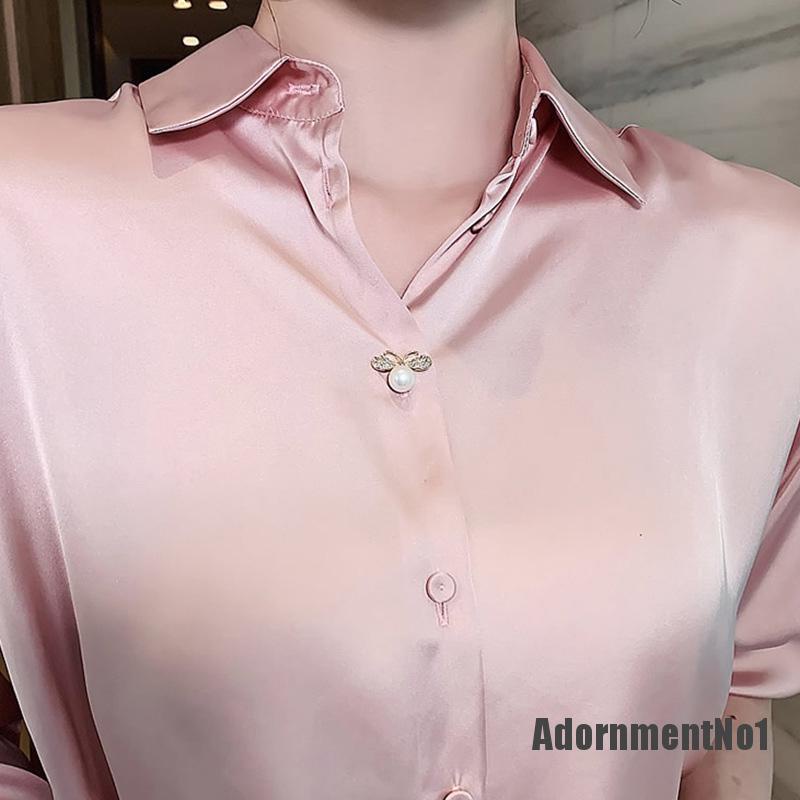 (Adornmentno1) Bros / Pin Butterfly Aksen Mutiara + Berlian Imitasi Untuk Aksesoris Dress Wanita