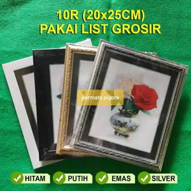 Pigura Foto 10R Emas/Silver/Hitam/Putih pakai list