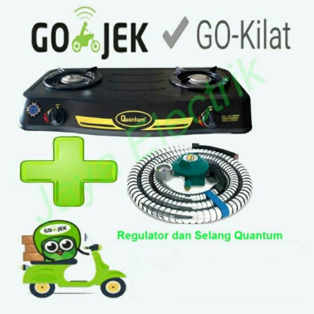 KOMPOR GAS 2 TUNGKU QUANTUM+SELANG QUANTUM