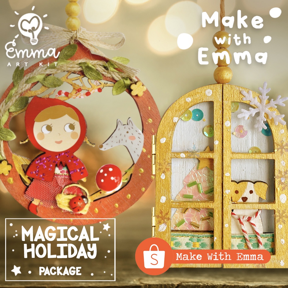 

MAGICAL HOLIDAY - TWO DIY Christmas Ornament Art Kits in a box by Emma
