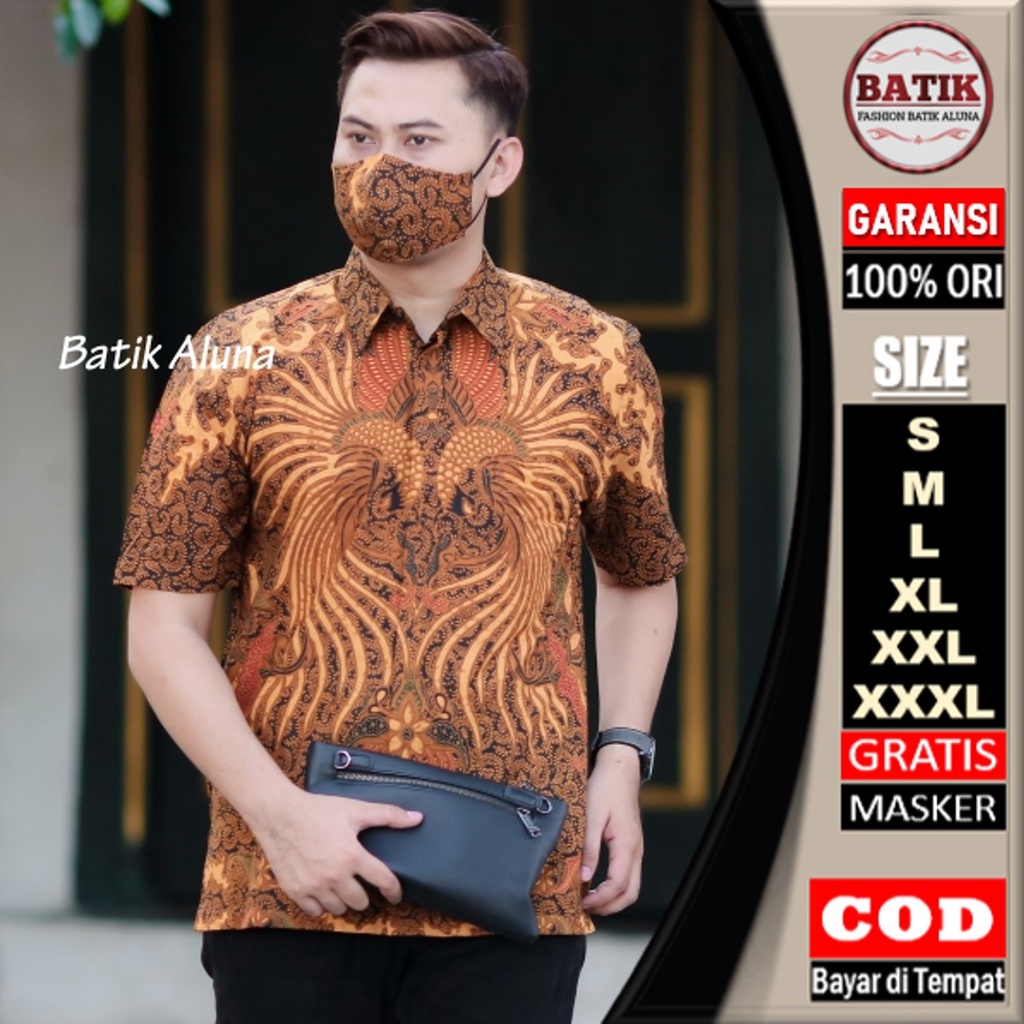 Batik Pria Lengan Pendek Full Furing Modern Premium Original Bahan Katun Halus Kemeja Batik Pria Lengan Pendek Terbaru 2022 Seragam Kantor Terbaru FASHION BATIK ALUNA