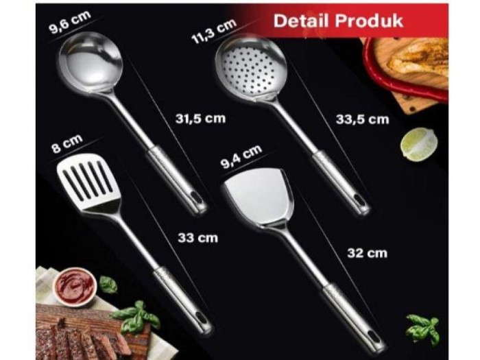 Spatula Set isi 4pcs 1092 - Spatula Sutil Stainless Steel