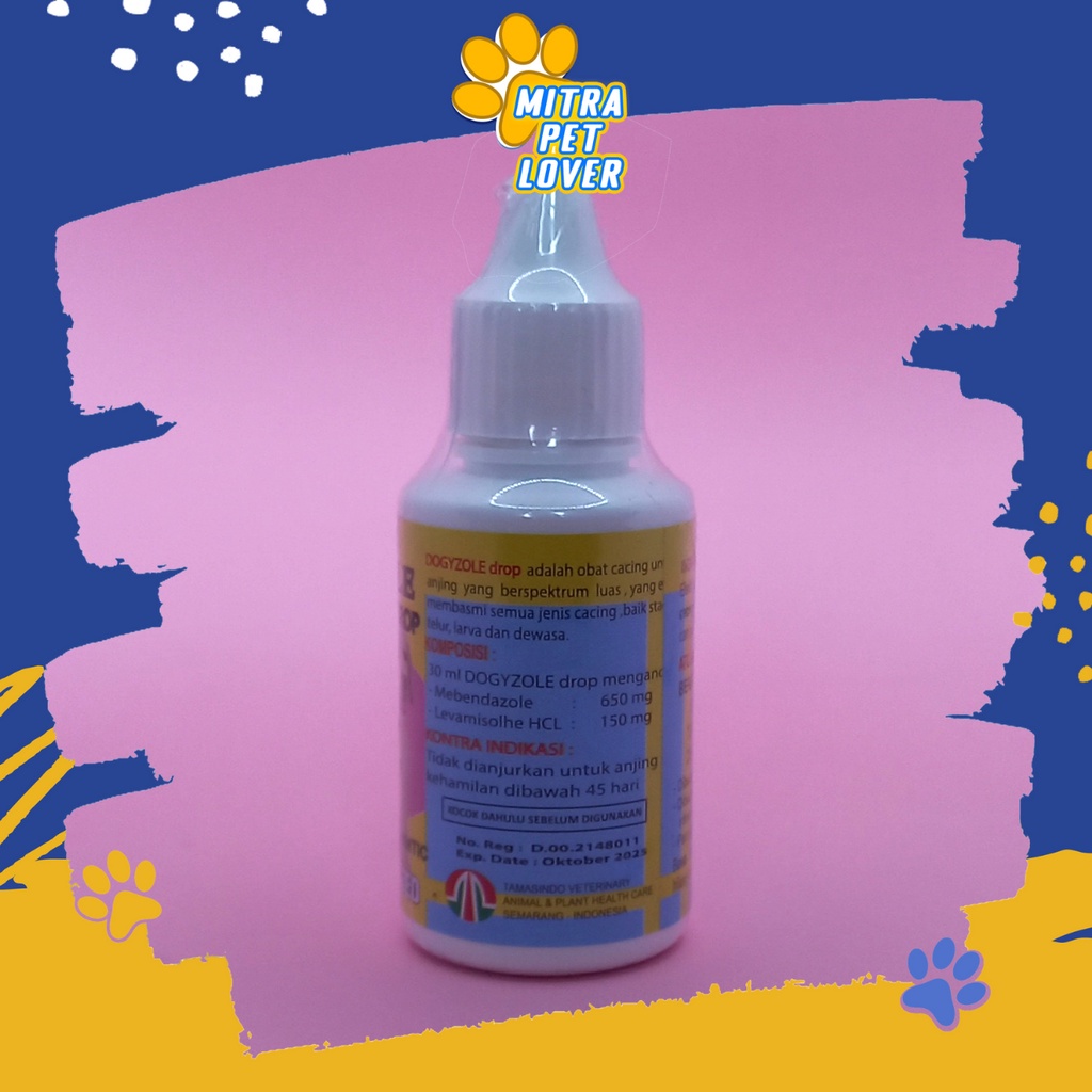 OBAT TETES CACING ANJING - DOGYZOLE DROP 30 ML - BASMI LARVA TELUR &amp; SEMUA JENIS CACING - MANJUR UNTUK DOGGY PUPPIES EFEKTIVE - MURAH GARANSI KUALITAS ASLI ORIGINAL- PET ANIMAL VETERINARY TAMASINDO VITAMIN TERNAK HEWAN BINATANG PELIHARAAN MITRAPETLOVER