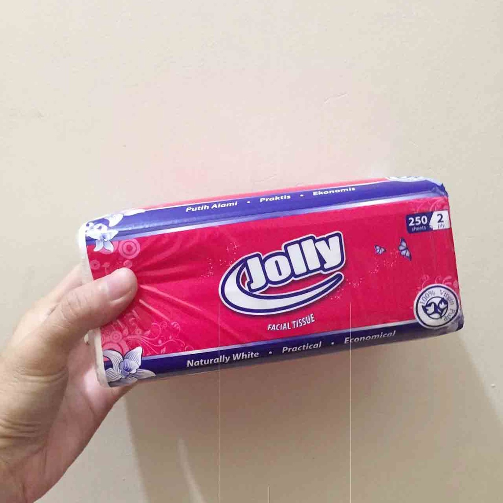 Tisu Tissue Jolly  250 sheet Facial Softpack (bundle 4 Pcs)