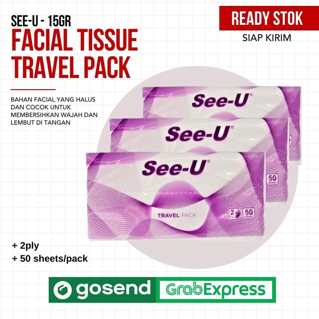 (TERMURAH) SEE-U-Facial Tissue Travel Pack - 15gr