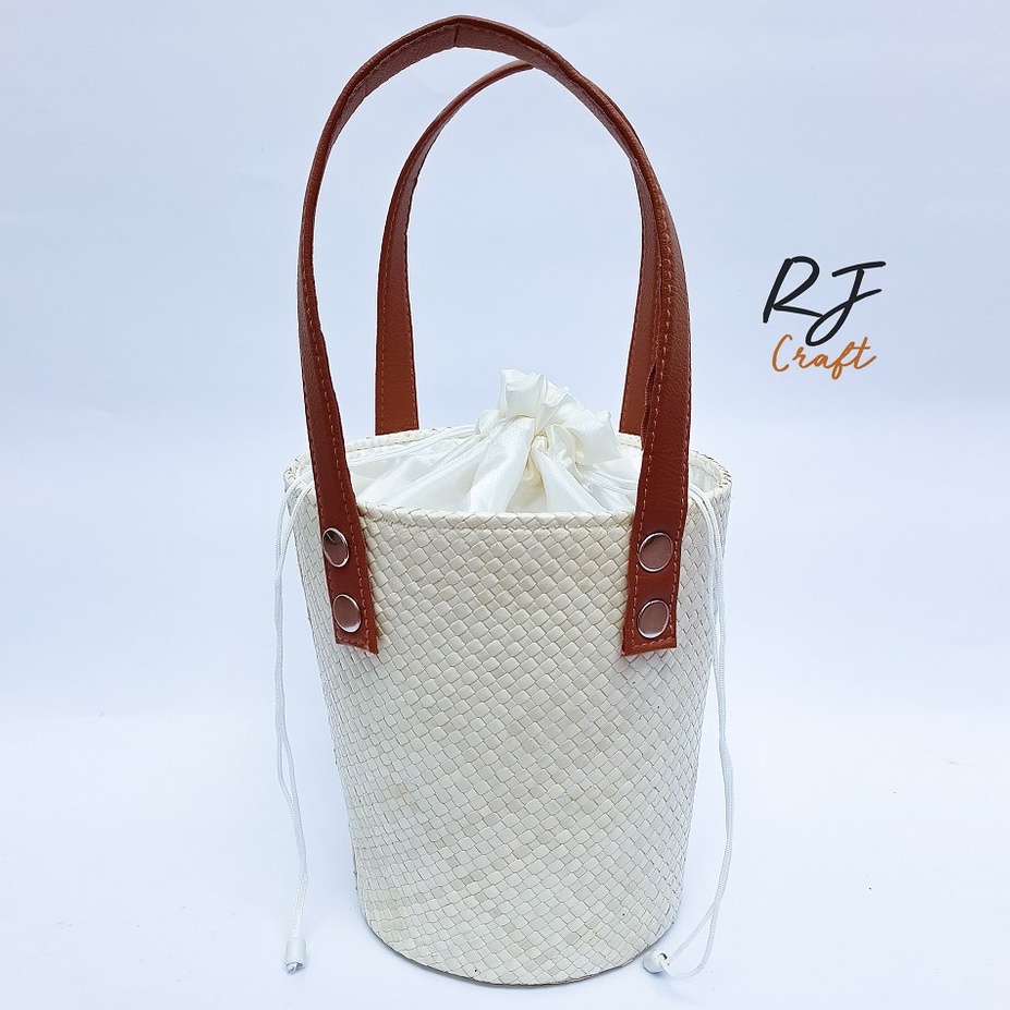 RJ CRAFT - Tas Parsel Kulit Anyaman Tas Ember Goodie Bag Serbaguna