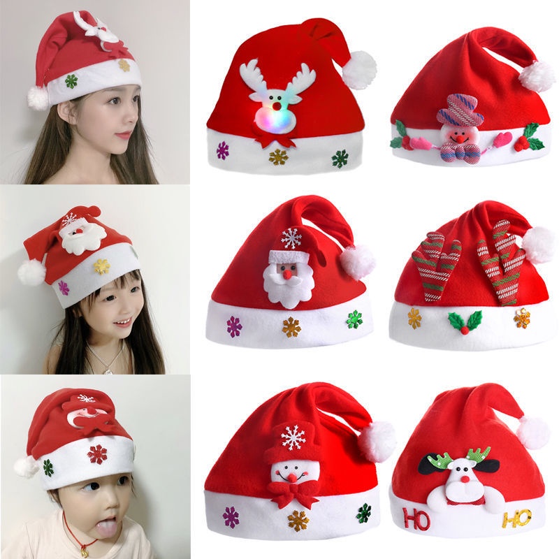 Topi Santa Claus Dengan Lampu LED Untuk Dekorasi Natal