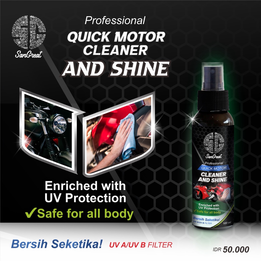 Pembersih Motor Kusam Biar Mengkilap Kinclong Quick Motor Cleaner Tanpa Bilas Pembersih Motor Warna Doff 100 ml