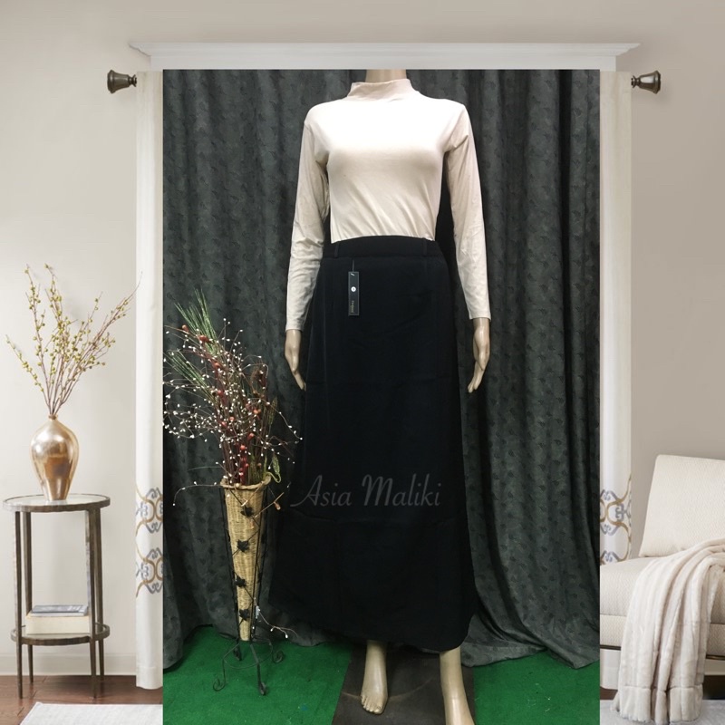 Rok Bahan Merk FIRDAUS Rok KURNIA YS  Rok dasar Rok A (ADA KANTONG DAN PINGGANG KARET)-Hitam
