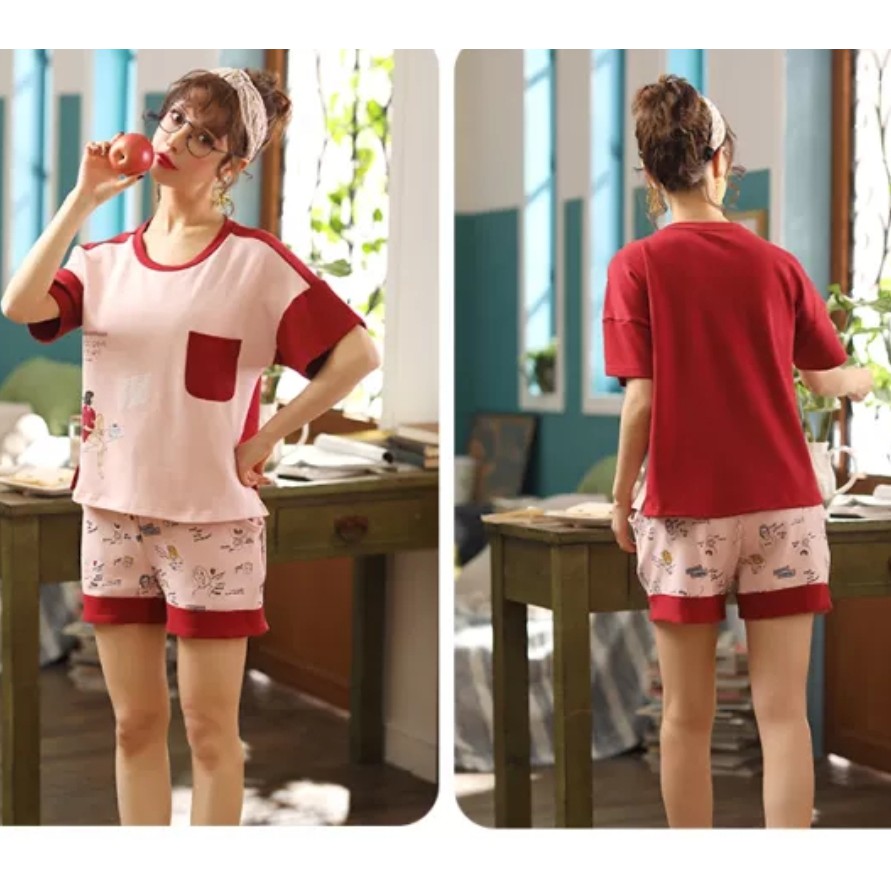 baju tidur hotpant wanita bahan kaos import premium