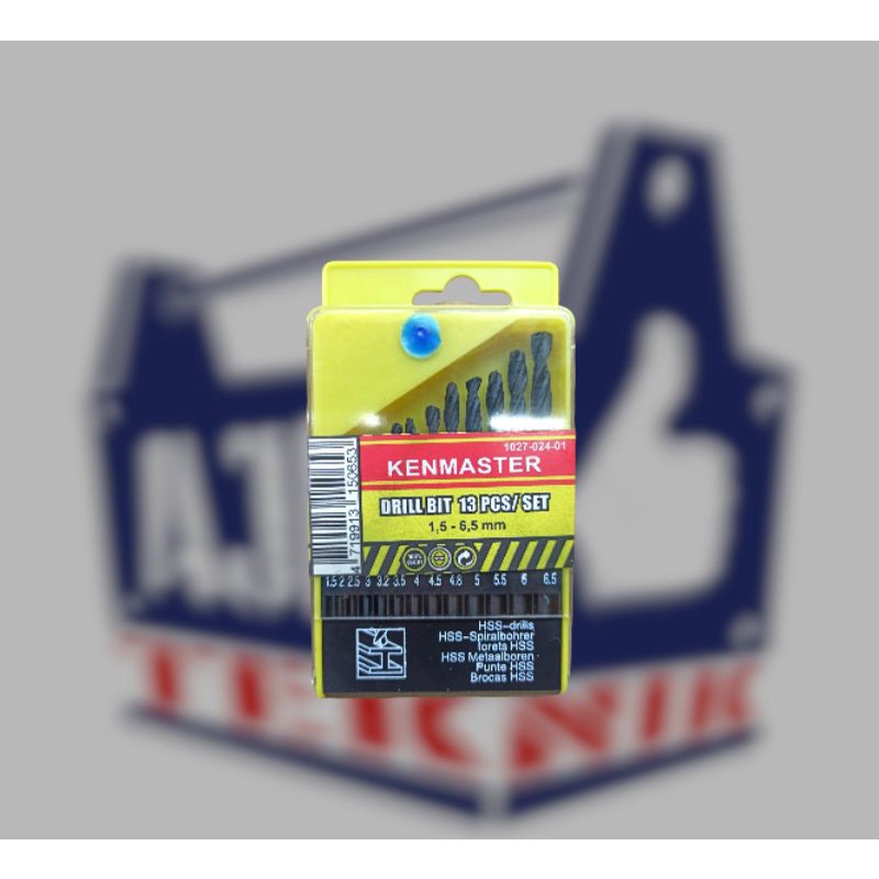Mata Bor Besi HSS 1,5mm-6,5mm 13pcs kenmaster murah meriah