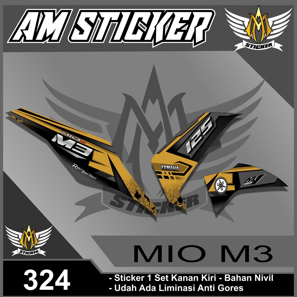 324 Sticker Striping Mio M3/Z - Striping Motor Mio M3 Desain Motif Racing Semi full