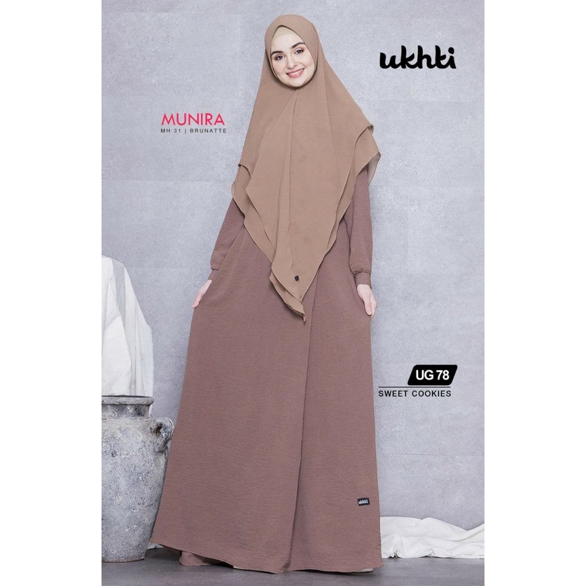 Ukhti Gamis UG78 Original Ukhti Munira Syari Busui Overflagh Bahan Crinkle Air Flow Premium Ringan N