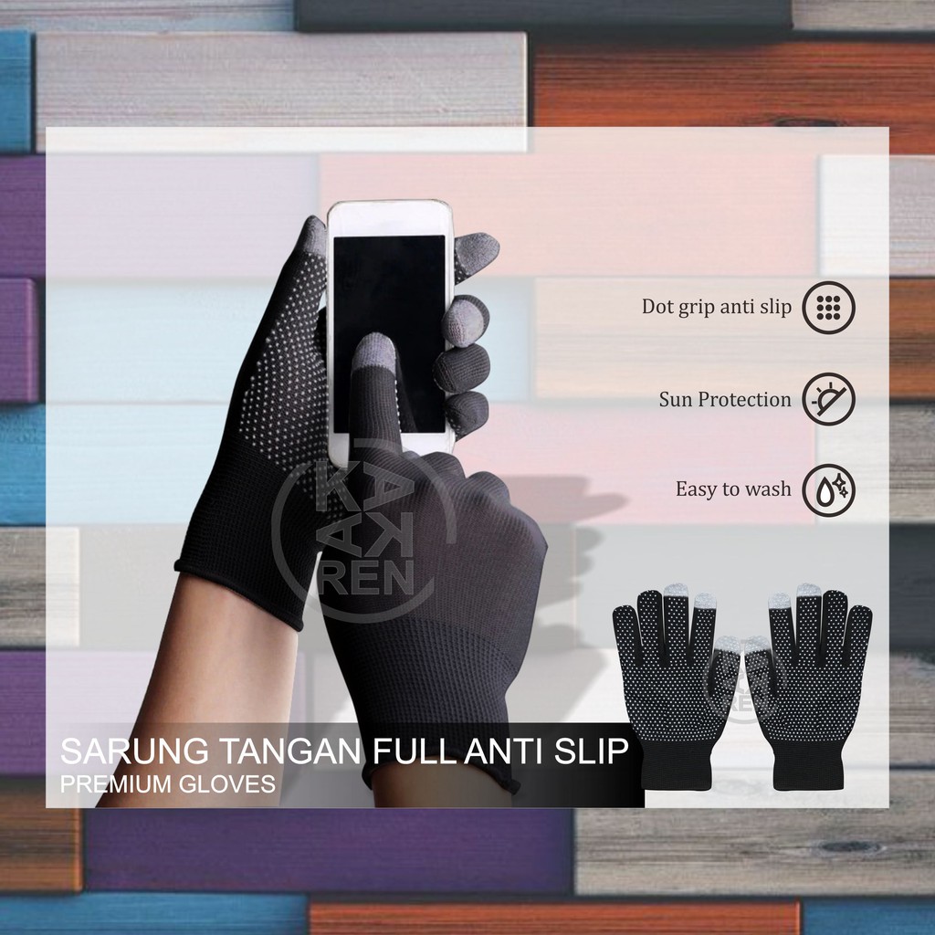 Kakaren Sarung Tangan Full Finger Tipis Anti Slip Layar Sentuh