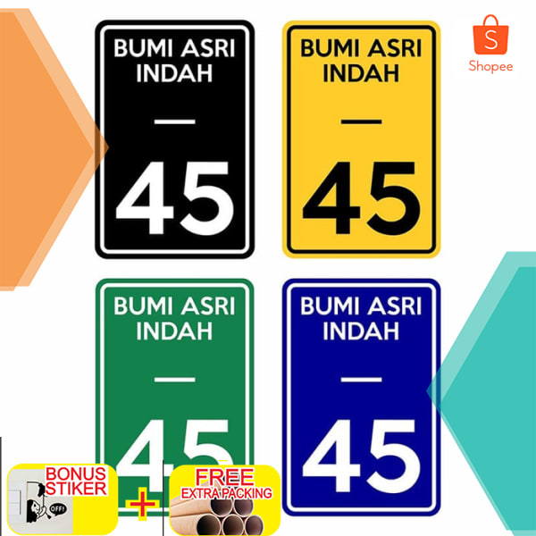 Plang Nomor Rumah Unik 20cm x 30cm Plat Alumunium Elegan