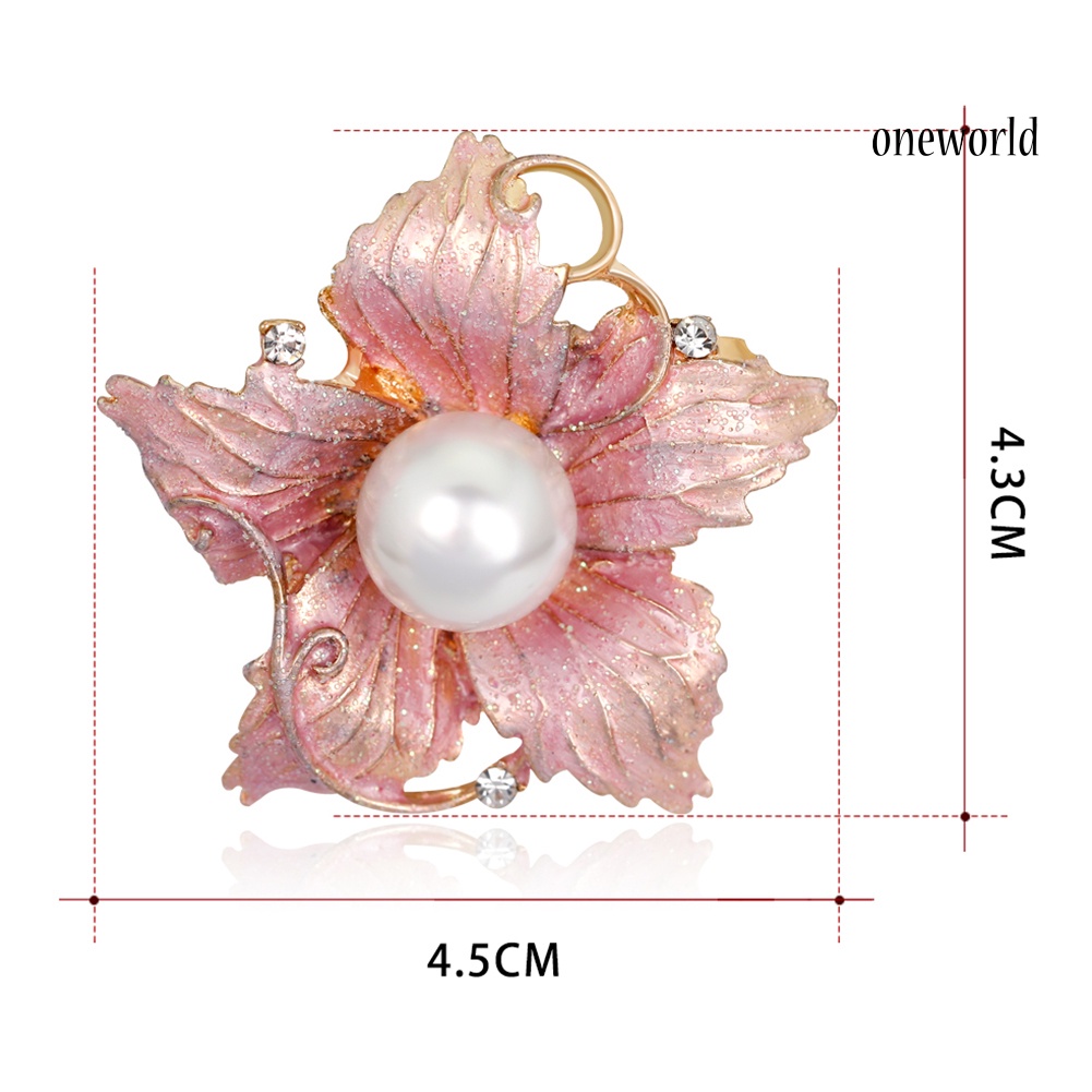 OW@ Fashion Women's Rhinestone Imitation Pearl Enamel Flower Floriated Brooch Pin