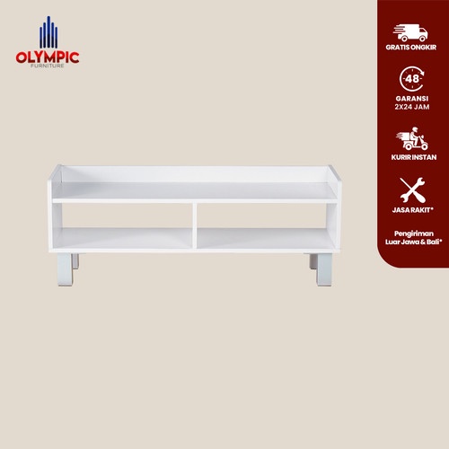 Rak TV Minimalis Meja TV Tempat Penyimpanan Partikel Board Putih 80cm