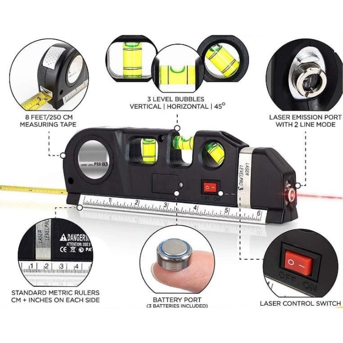 Waterpass Laser Digital Level Measure Tape Aligner Ruler Level Pro3