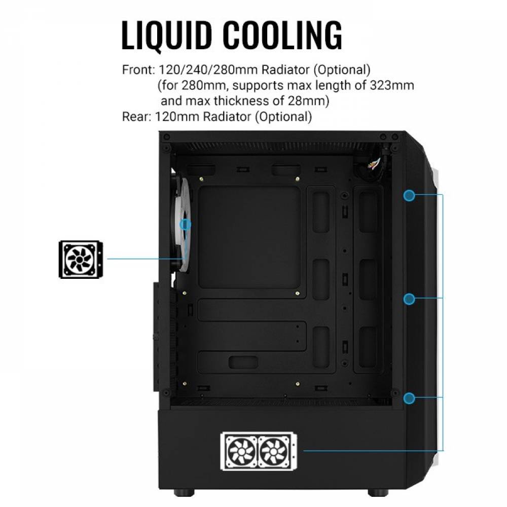 AEROCOOL BIONIC 1FAN + FRONT STRIP RGB NAMPOL