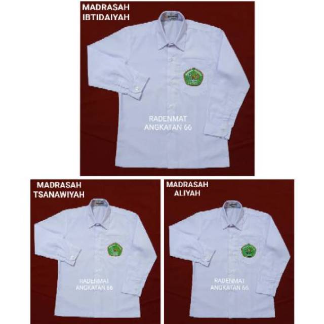 Pakaian Sekolah Baju Sekolah Seragam Sekolah Kemeja Putih Lengan Panjang Madrasah Mi Mts Ma Shopee Indonesia