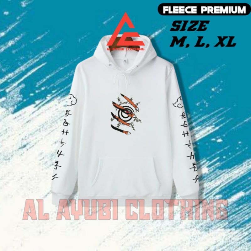 Jaket Hoodie Anak NARUTO KURAMA - Putih