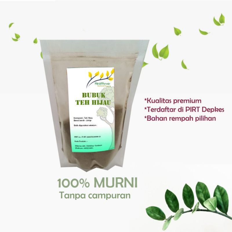 

HEALTHYVER Bubuk Teh Hijau Green Tea Powder Greentea Pure Serbuk 200gr