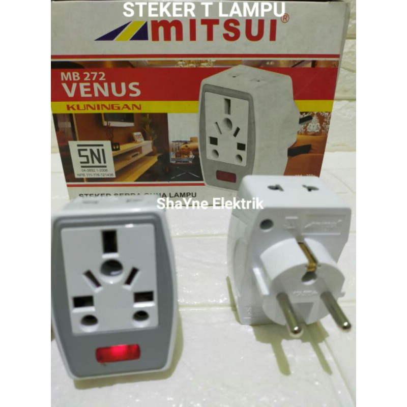 STEKER T SERBAGUNA LAMPU MITSUI VENUS MB 272 /  COLOKAN T SERBAGUNA