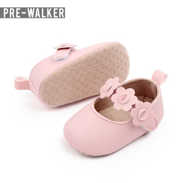 Sepatu Bayi Perempuan Motif Bunga Pink White Yellow - Sepatu Prewalker Baby S1246